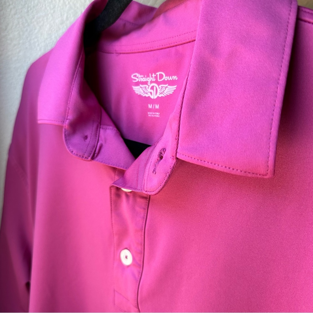 Straight Down Men’s Golf Polo Pink Performance Shirt Sz M Short Sleeves